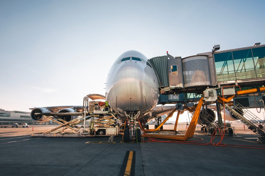 Loading of airplane before departure